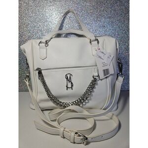 Steve Madden Bambrose White Chain Swag Satchel Crossbody Handbag Bag Purse NWT
